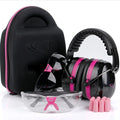 Tradesmart Safety Glasses & Ear Muff Combo w/ Carrying Case & Ear Plugs (Pink)